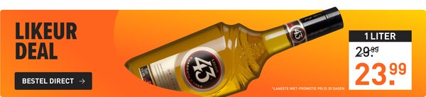 Likeur deal: 1Liter Licor43 van &euro;29,99 nu voor &euro;23,99